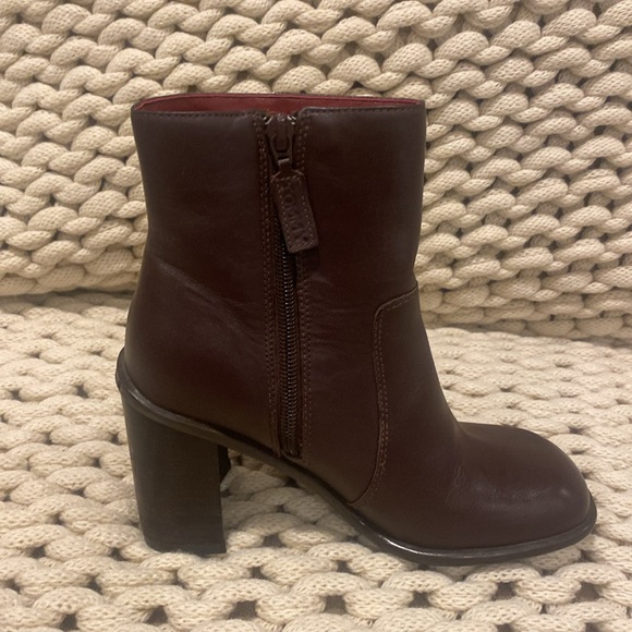 90s Vintage Tommy Hilfiger Leather Chunky Brown Boot size 5.5 - Picture 5 of 9